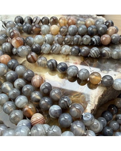 Kamień Naturalny Agat Botswana kulka gładka ok 8mm sznurek