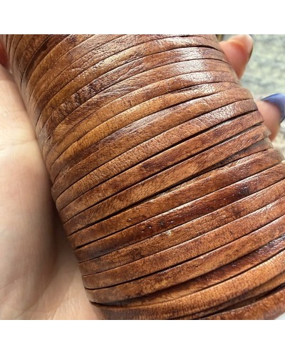 Rzemień naturalny Indyjski Płaski 3x1mm Dark Brown