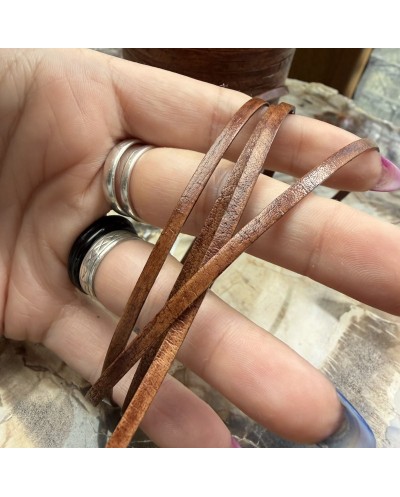 Rzemień naturalny Indyjski Płaski 3x1mm Dark Brown