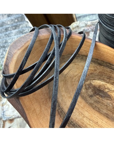 Rzemień naturalny Indyjski Płaski 3x1mm Szary mix
