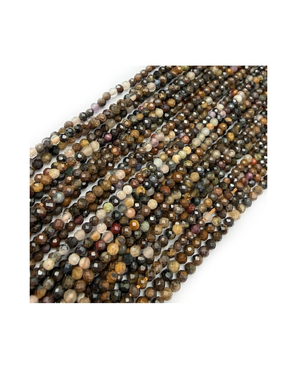 Kamienie Naturalne  mix kulki fasetowane ok 2-2,5mm sznurek