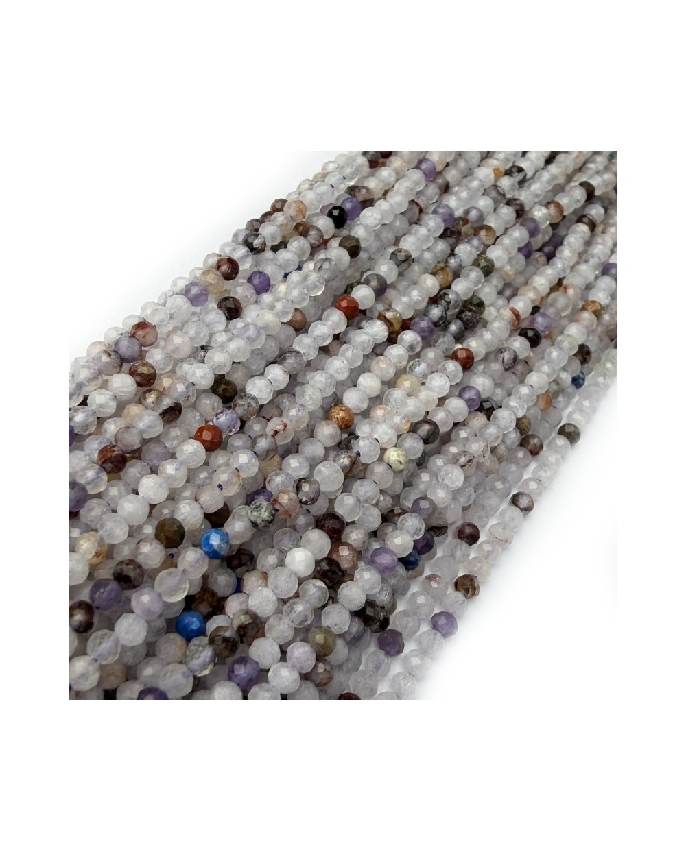 Kamienie Naturalne  mix kulki fasetowane ok 2-2,5mm sznurek mix fiolet