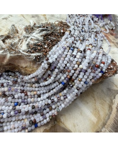 Kamienie Naturalne  mix kulki fasetowane ok 2-2,5mm sznurek mix fiolet
