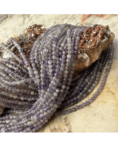 Kamienie Naturalne Ametyst mix kulki fasetowane ok 2-2,5mm sznurek mix