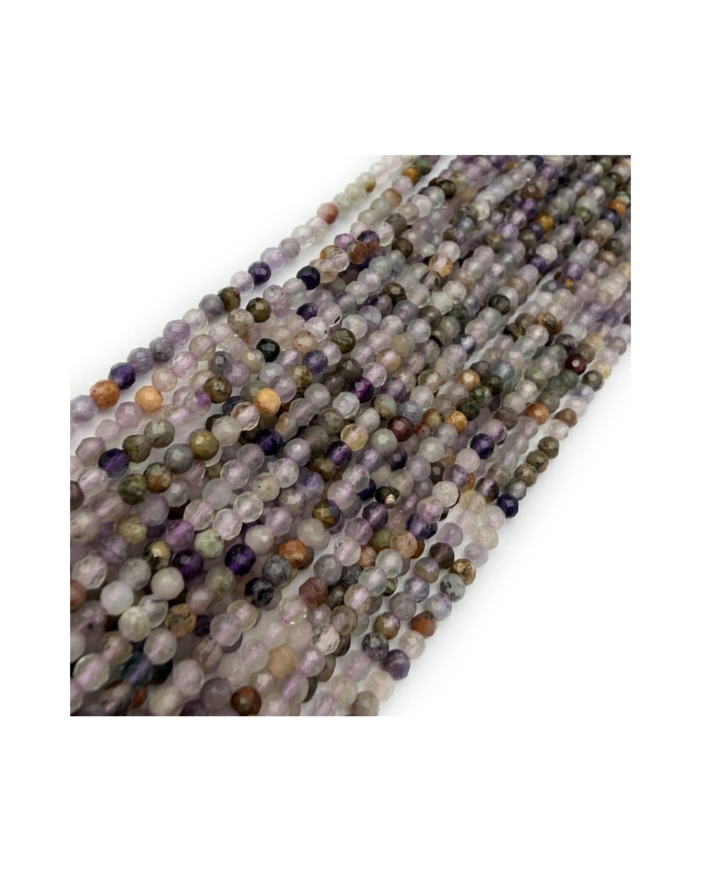 Kamienie Naturalne  mix kulki fasetowane ok 2-2,5mm sznurek mix fiolet