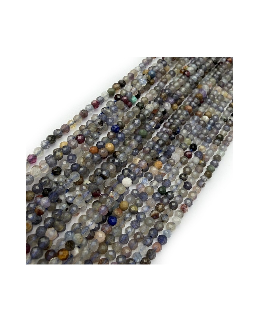Kamienie Naturalne  mix kulki fasetowane ok 2-2,5mm sznurek mix fiolet