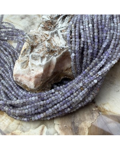 Kamienie Naturalne  mix kulki fasetowane ok 2mm sznurek mix fiolet