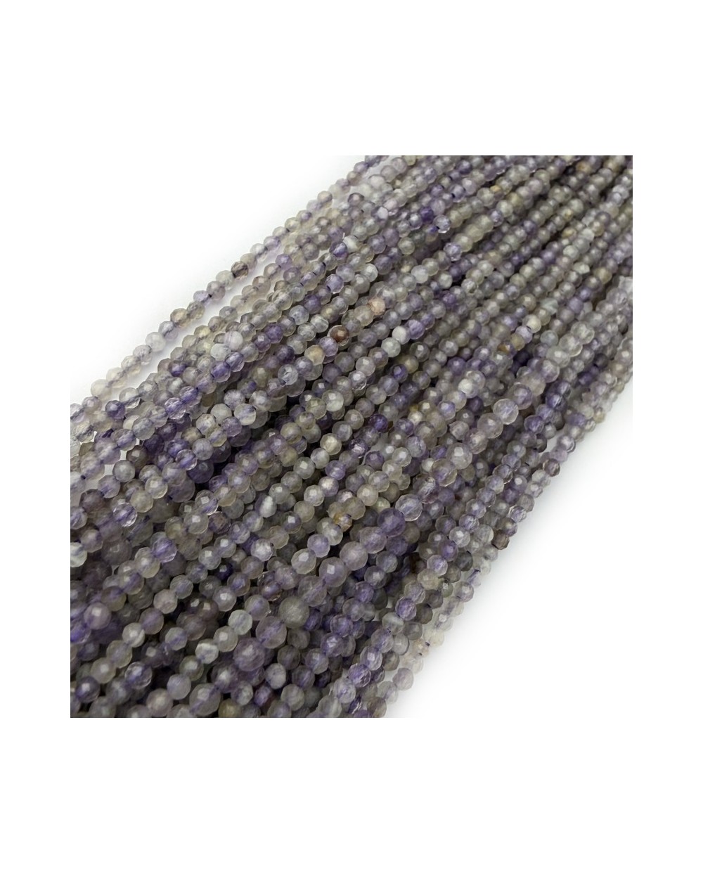 Kamienie Naturalne  mix kulki fasetowane ok 2mm sznurek mix fiolet