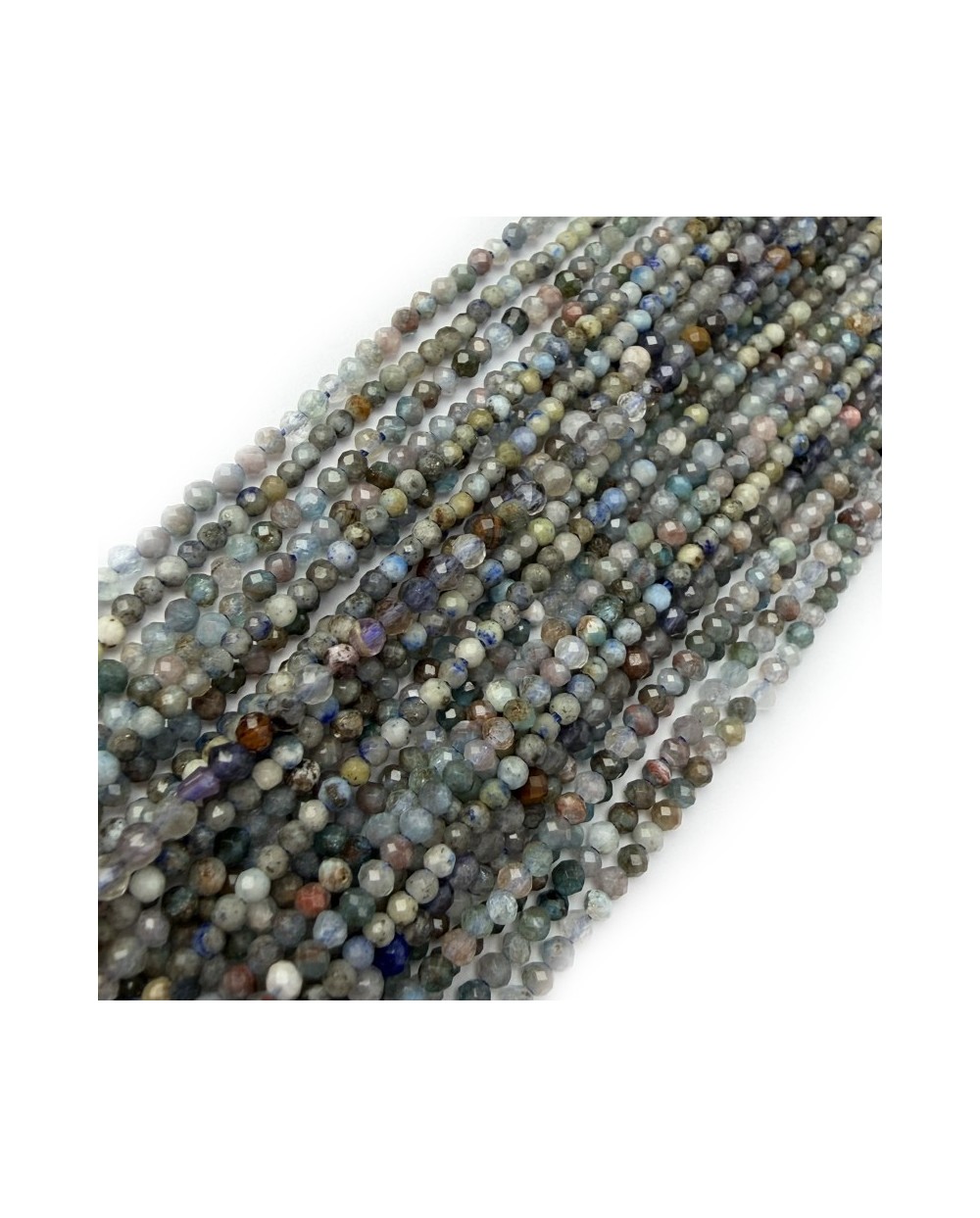 Kamienie Naturalne mix kulki fasetowane ok 2mm sznurek mix