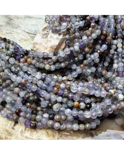 Kamienie Naturalne mix kulki fasetowane ok 4mm sznurek mix