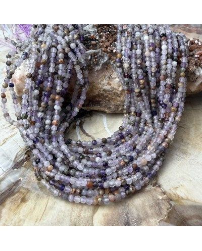 Kamienie Naturalne mix kulki fasetowane ok 3mm sznurek mix fiolet