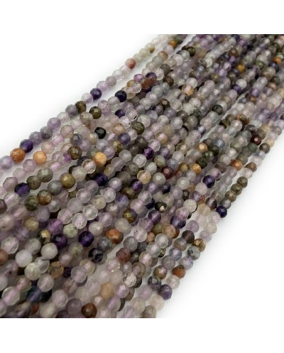 Kamienie Naturalne mix kulki fasetowane ok 3mm sznurek mix fiolet