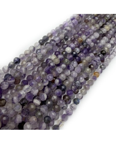 Kamienie Naturalne mix kulki fasetowane ok 3mm sznurek mix fiolet