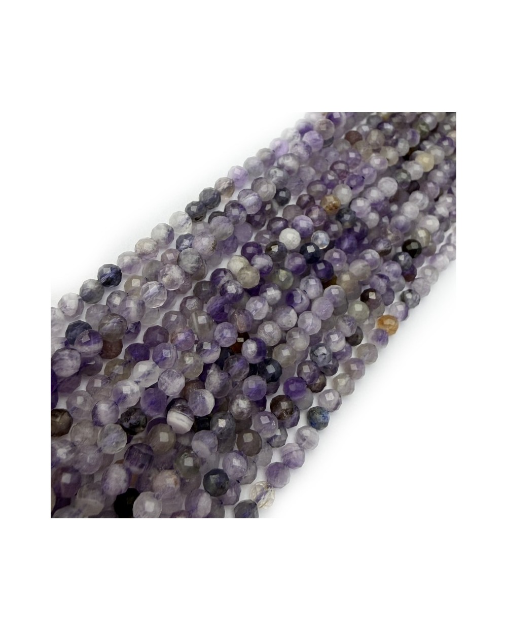 Kamienie Naturalne mix kulki fasetowane ok 3mm sznurek mix fiolet