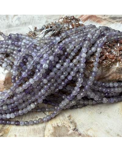 Kamienie Naturalne mix kulki fasetowane ok 3mm sznurek mix fiolet