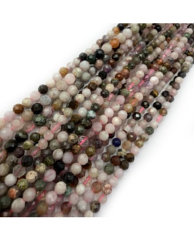 Kamienie Naturalne Kwarc mix kulki fasetowane ok 3mm sznurek mix