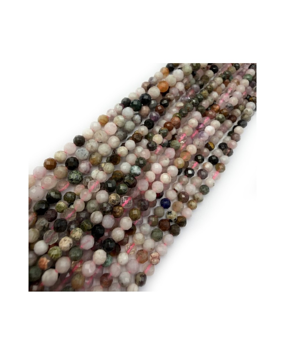Kamienie Naturalne Kwarc mix kulki fasetowane ok 3mm sznurek mix