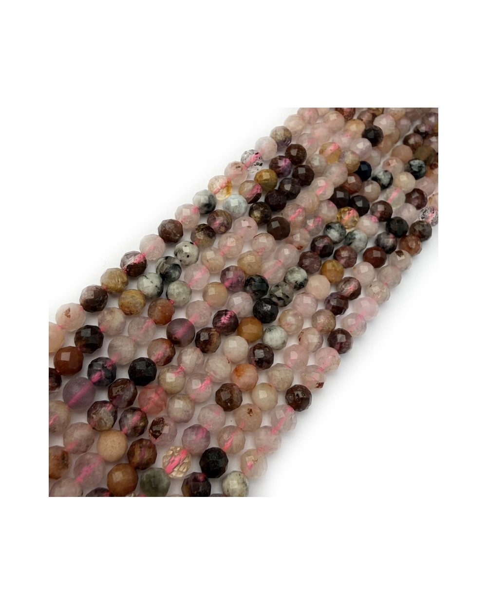 Kamienie Naturalne mix kulki fasetowane ok 3mm sznurek mix