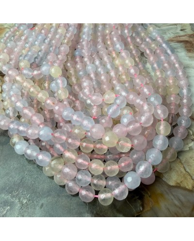 Agat kulka fasetowana 8mm sznurek mix