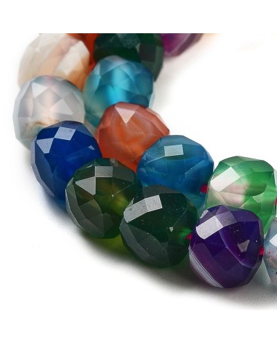Kamień naturalny Agat kostka fasetowana ok 7x8x7mm sznurek mix