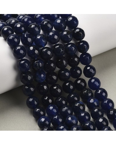 Kamień naturalny Jadeit kulka fasetowana ok 10mm Granatowy