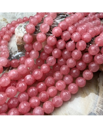 Kamień naturalny Jadeit kulka fasetowana ok 8mm sznurek koralowy