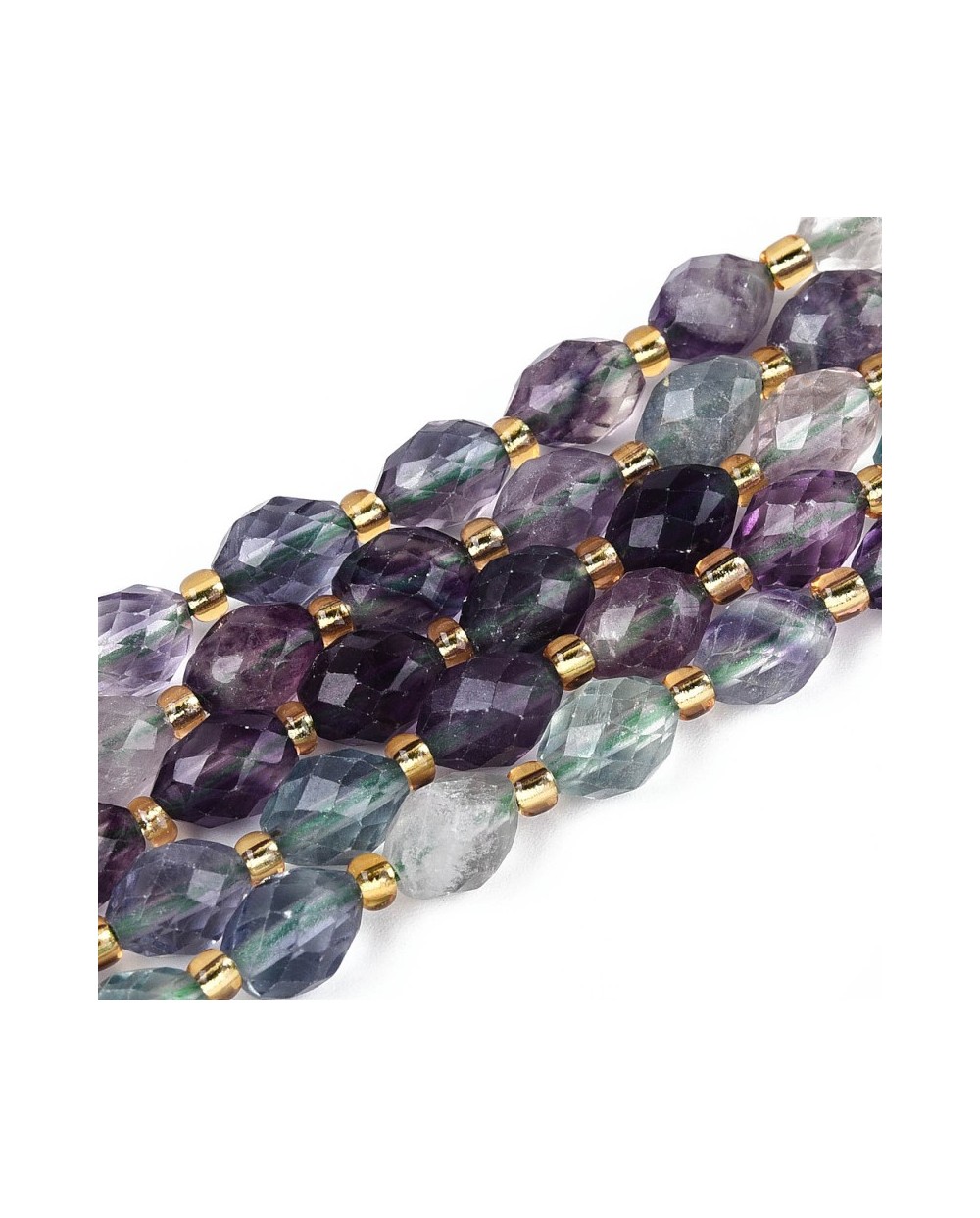 Kamień naturalny Fluoryt oliwka fasetowana 8~9x6~8mm sznurek mix