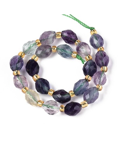 Kamień naturalny Fluoryt oliwka fasetowana 8~9x6~8mm sznurek mix