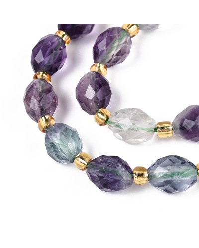 Kamień naturalny Fluoryt oliwka fasetowana 8~9x6~8mm sznurek mix