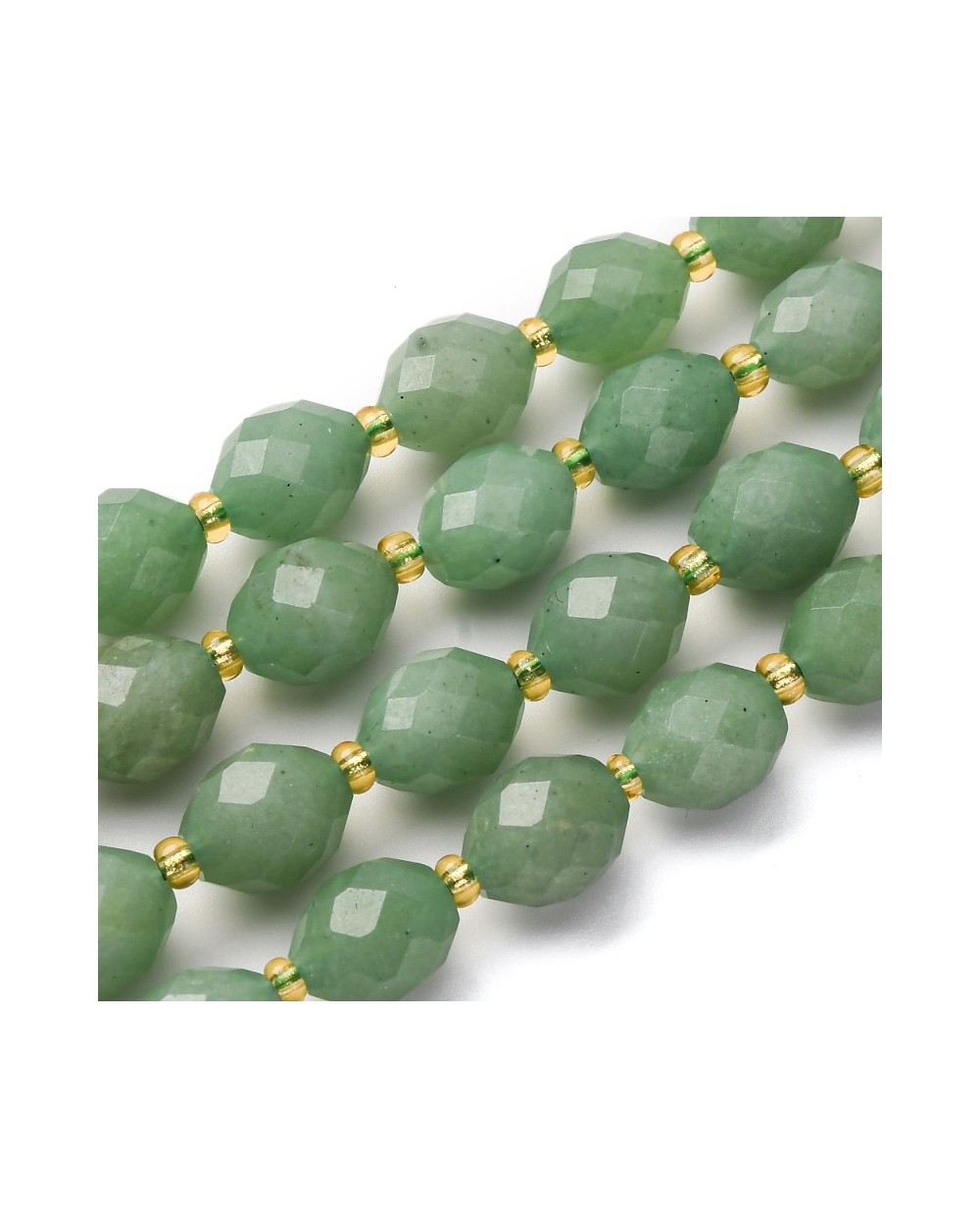 Kamień naturalny Jadeit oliwka fasetowana 9.5x7.5~8mm sznurek zielony
