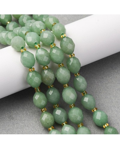 Kamień naturalny Jadeit oliwka fasetowana 9.5x7.5~8mm sznurek zielony