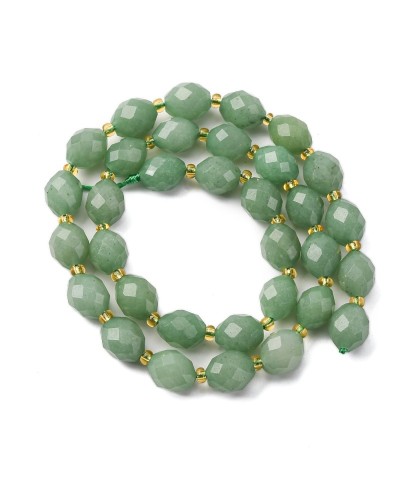 Kamień naturalny Jadeit oliwka fasetowana 9.5x7.5~8mm sznurek zielony
