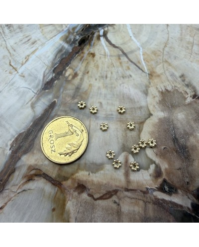 Przekładka do koralików kwiatek 3x1mm stal nierdzewna złota
