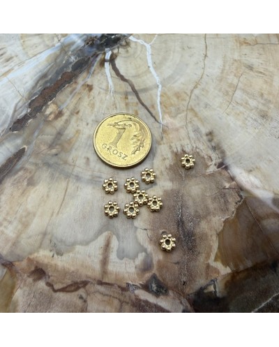 Przekładka do koralików kwiatek 4x1,2mm stal nierdzewna złota