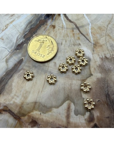 Przekładka do koralików kwiatek 5x1,3mm stal nierdzewna złota