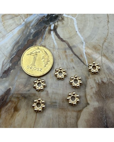 Przekładka do koralików kwiatek 6x1,7mm stal nierdzewna złota