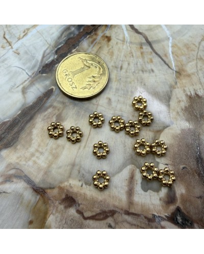 Przekładka do koralików kwiatek 4x1,5mm stal nierdzewna złota