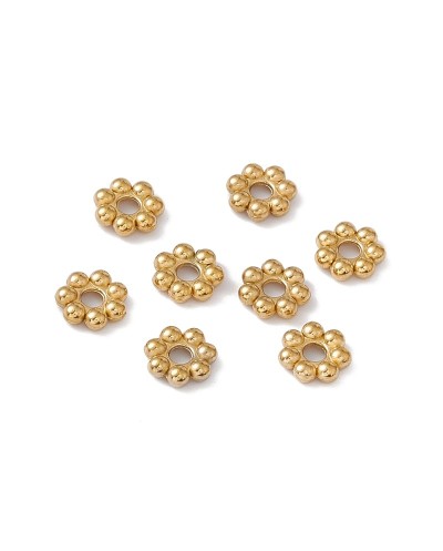 Przekładka do koralików kwiatek 4x1,5mm stal nierdzewna złota