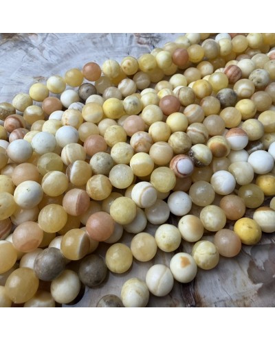 Kamień naturalny Jadeit kulka gładka ok 10mm żółty sznur