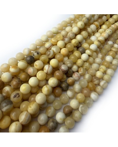 Kamień Naturalny Jadeit kulka gładka ok 8mm żółty sznur