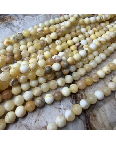 Kamień Naturalny Jadeit kulka gładka ok 8mm żółty sznur