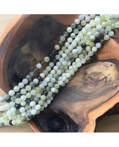 Kamień Naturalny Jadeit kulka gładka ok 8mm zielony sznur