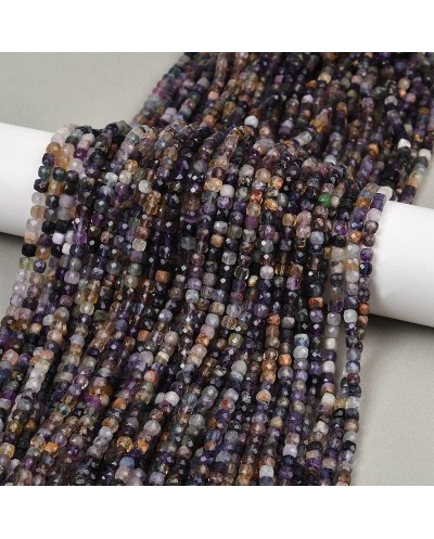 Kamień naturalny Fluoryt  kostka fasetowana ok 4.5x4.5x4.5mm sznurek mix