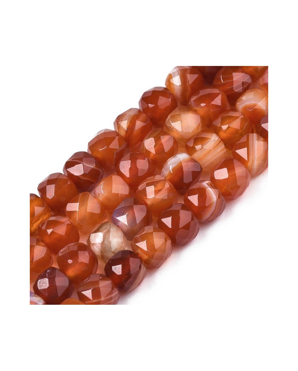 Kamień naturalny Agat kostka fasetowana ok 5~6x5~6x5~6mm sznurek mix pomarańcz