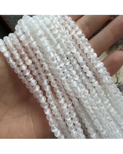 Kamień naturalny Selenit kulka gładka ok 4-5mm sznurek