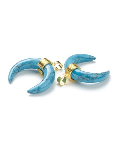 Zawieszka kamień turkus syntetyczny księżyc Lunula 33x30x10mm