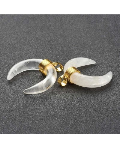 Zawieszka kamień naturalny Kryształ Górski Lunula księżyc 33x30x10mm