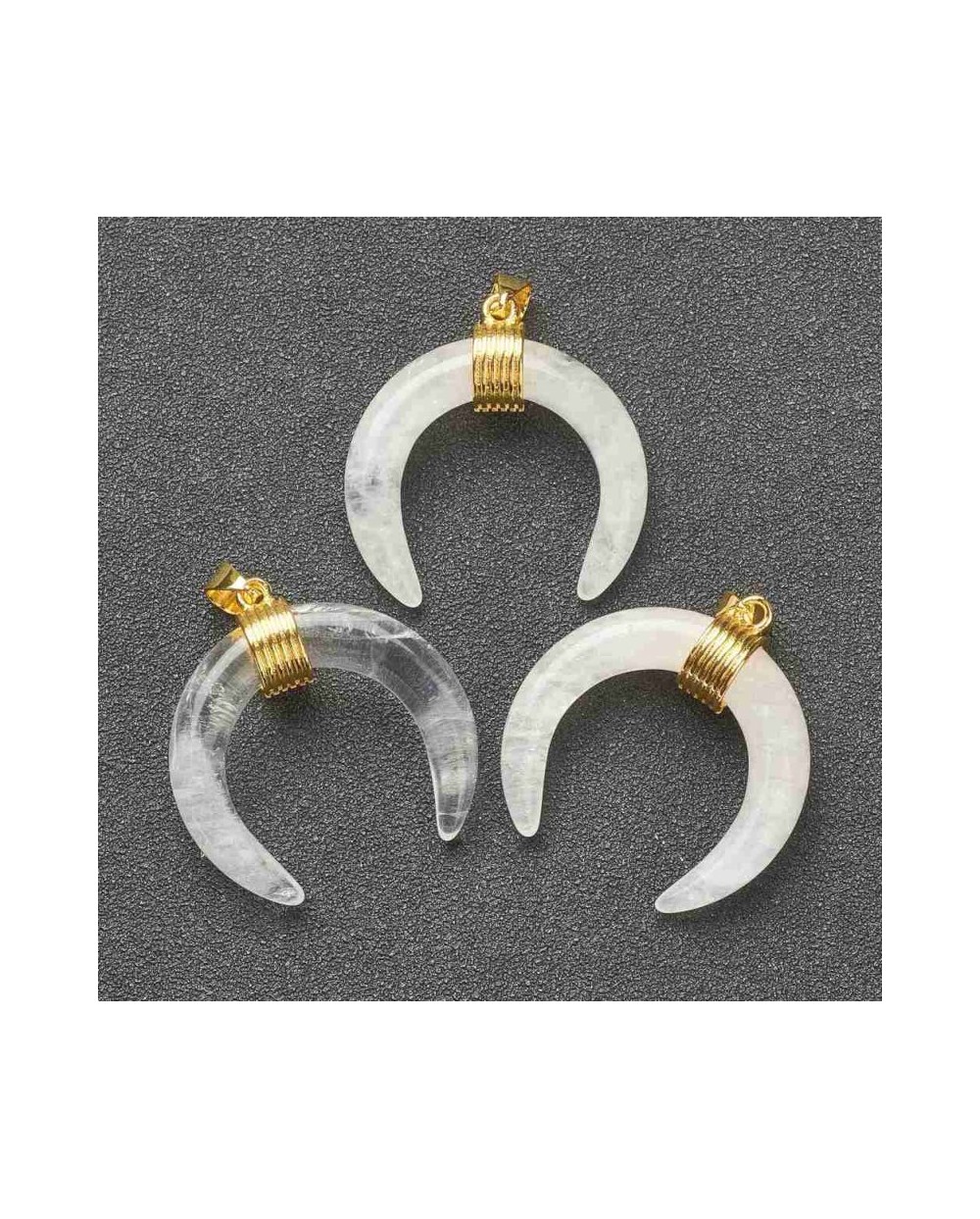 Zawieszka kamień naturalny Kryształ Górski Lunula księżyc 33x30x10mm