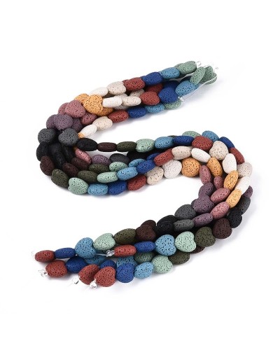 Kamień naturalny Lawa dobarwiana serce mix 13x14x7mm sznurek