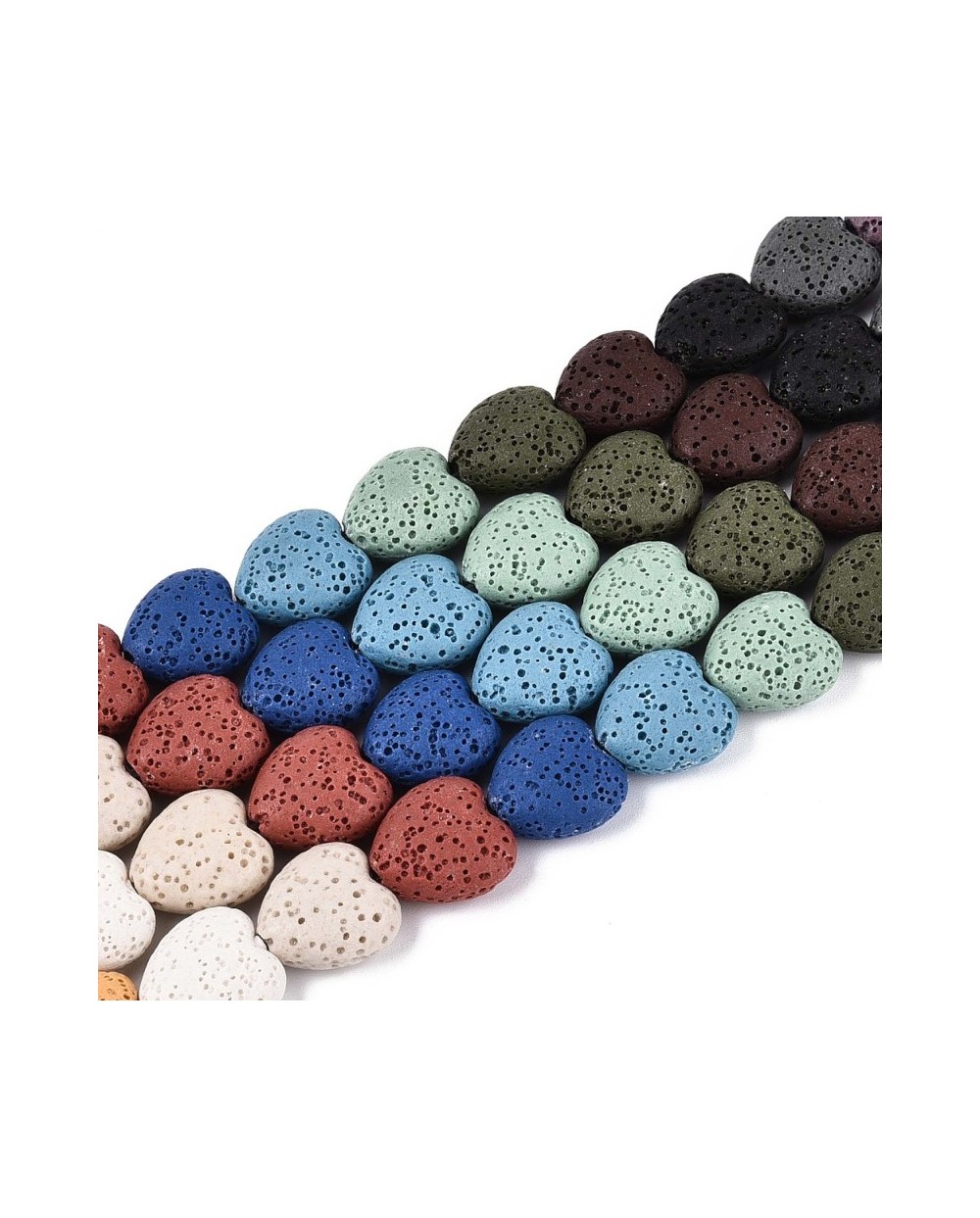 Kamień naturalny Lawa dobarwiana serce mix 13x14x7mm sznurek